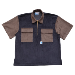 corduroy halfzip workshirt (black&brown)