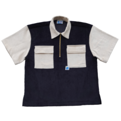 corduroy halfzip workshirt (black&cream)