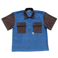 corduroy halfzip workshirt (blue&brown)