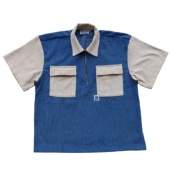 corduroy halfzip workshirt (blue&cream)